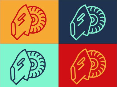 Elektrikli Testere Logo Şablonu, Testerenin Basit Düz Simgesi, Ekipman, Elektrik