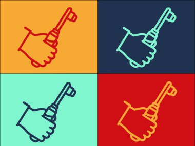 Elektrikli diş fırçası El Logosu Şablonu, Basit Düz Hijyen Simgesi, Temiz, diş fırçası