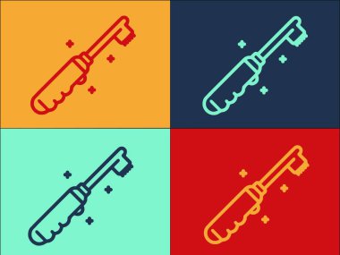 Elektrikli diş fırçası logo şablonu, basit düz bakım ikonu, diş fırçası, diş fırçası