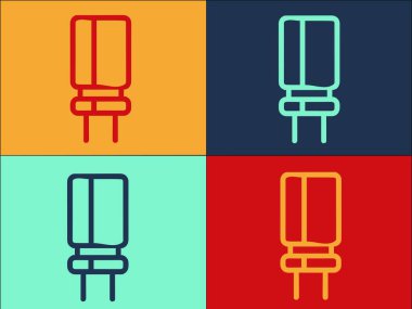 Elektronik kapasitör logo şablonu, kapasitörün basit düz simgesi, teknoloji, bileşen