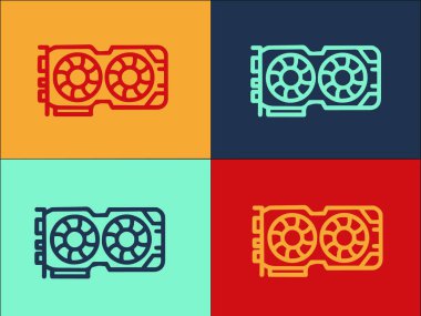 Elektronik Grafik Kartı Logo Şablonu, Bilgisayarın Basit Düz Simgesi, Elektronik, Grafik