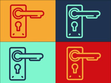 Zarif Kapı Kolu Logo Şablonu, Sapın basit Düz Simgesi, kapı, giriş