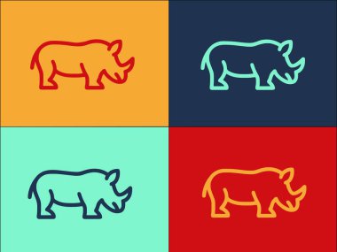 Nesli tükenmekte olan Gergedan Logosu Şablonu, Gergedanın Basit Düz Simgesi, Doğa, Vahşi Yaşam