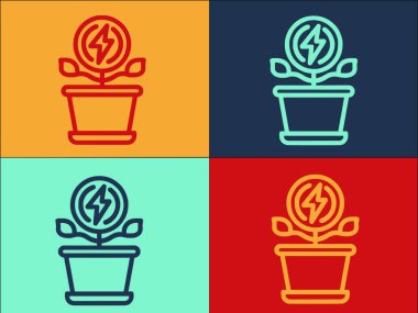 Enerji Fikir Logosu Şablonu, Basit Düz Enerji Simgesi, Güç, Elektrik