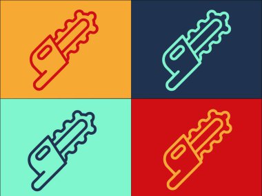 Motor Elektrikli Testere Logo Şablonu, Motorun Basit Düz Simgesi, Testere, Araç