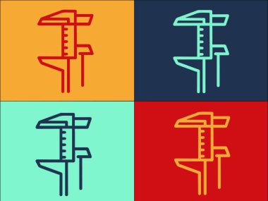 Mühendis Caliper Logo Şablonu, Mühendisliğin Basit Düz Simgesi, Tasarım, Mühendis