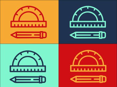 Mühendis Protektör Kalem Logo Şablonu, açıölçer, cetvel, kalem Simgesi Basit Düz Simgesi