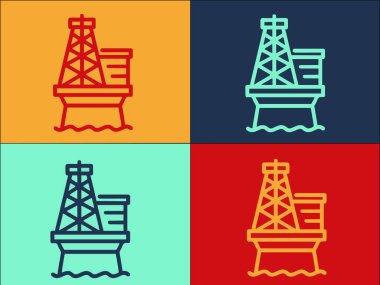 Mühendis Deniz Sondaj Şablonu, Platformun Basit Düz Simgesi, Mühendislik, Endüstriyel