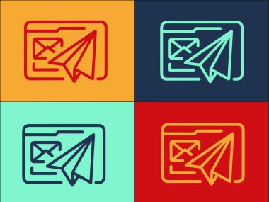 Zarf Ağ Logo Şablonu, Zarfın Basit Düz Simgesi, Ağ, İleti