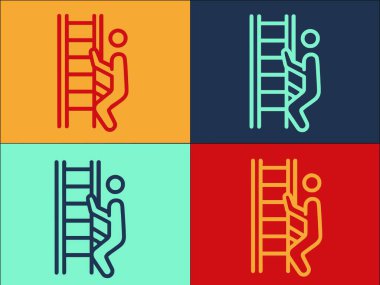 Tahliye Merdiveni Logo Şablonu, Basit Düz Tahliye Simgesi, Merdiven, Acil Durum