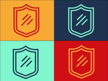 Tahliye Kalkanı Logo Şablonu, Basit Düz Güvenlik Simgesi, Acil Durum, Koruma