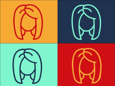 Olay Saçı Peruk Logosu Şablonu, Sade Düz Saç Simgesi, Olay, Peruk