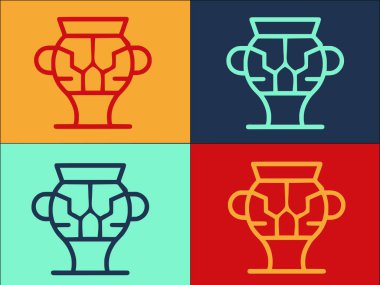 Amforo Logo Şablonu, Müzenin Basit Düz Simgesi, Sergi, Antik