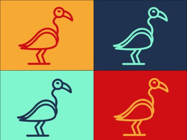 Egzotik Flamingo Logo Şablonu, Tropikal, egzotik ve flamingonun Basit Düz Simgesi