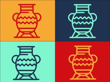 Keşif Antik Vazo Logo Şablonu, Eskiler 'in basit Düz Simgesi, keşif, vektör