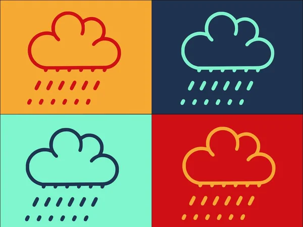 细雨天气标志模板 简易扁平的雨柱 — 图库矢量图片