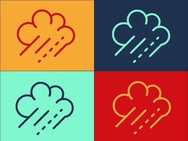 Nieselregen Wolken Logo Vorlage Einfache Flache Ikone Für Regen Wetter — Stockvektor