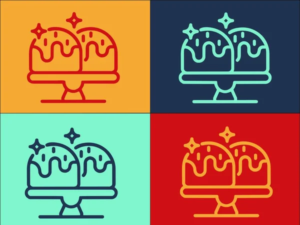 Paskalya Pastası Logo Şablonu, Tatilin Basit Düz Simgesi, Tatlı, Paskalya