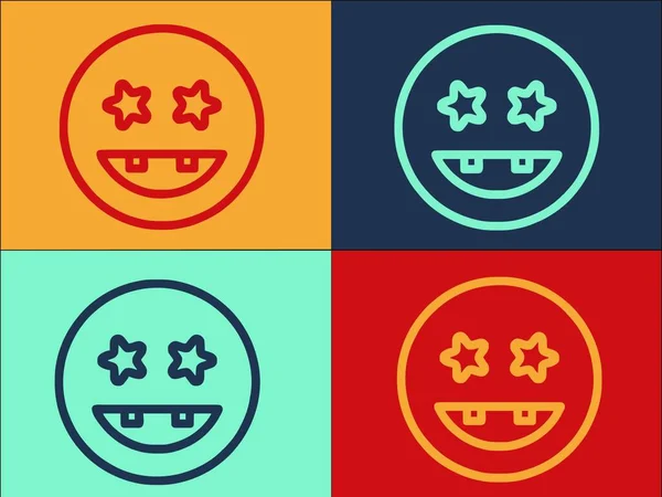 Aufgeregt Gesicht Logo Vorlage Einfache Flache Ikone Des Glücklichen Gesicht — Stockvektor