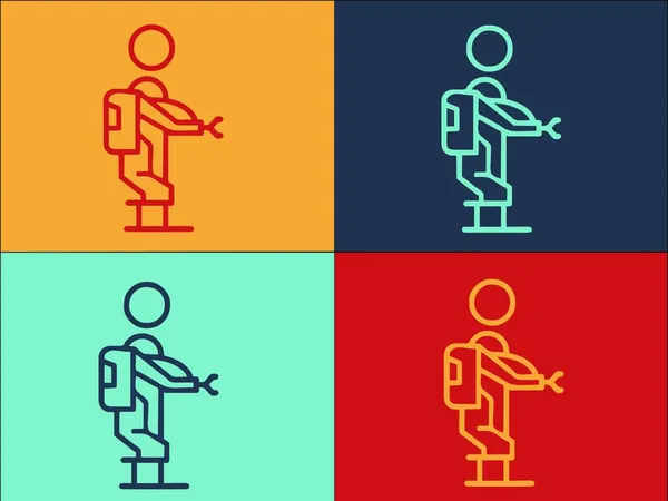 Exoskeleton Man Logo Template Egyszerű Lapos Ikon Ember Exoskeleton Robot — Stock Vector