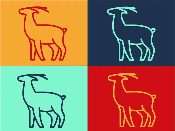 Modèle Logo Gazelle Exotique Simple Icône Plate Exotique Animal Gazelle — Image vectorielle