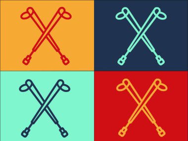 Ekstrem Yapışkan İskandinav Yürüyen Logo Şablonu, Aşırı, Yürüyüş, Yürüyüş 'ün Basit Düz Simgesi