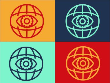 Göz Küresi Logo Şablonu, Dünya 'nın Basit Düz Simgesi
