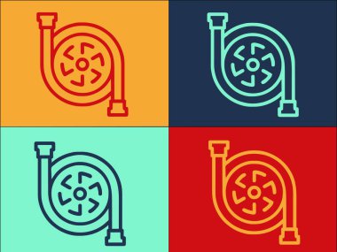 Fabrika Pompa Logosu Şablonu, Fabrikanın Basit Düz Simgesi, Ekipman, Endüstri