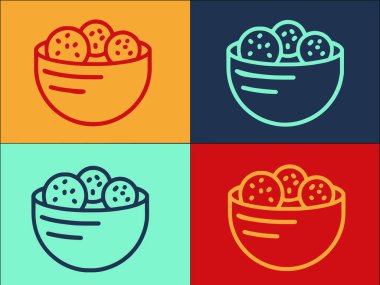 Falafel Balls Logo Şablonu, Basit Düz Vegan Simgesi, Vejetaryen, Falafel