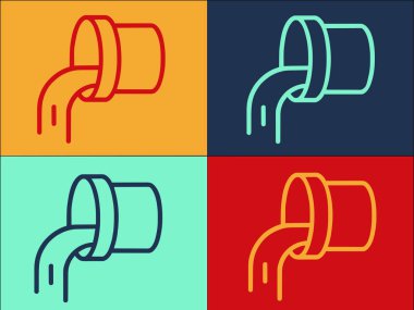 Fabrika Atık Su Logo Şablonu, Fabrikanın Basit Düz Simgesi, Kanalizasyon, Endüstri