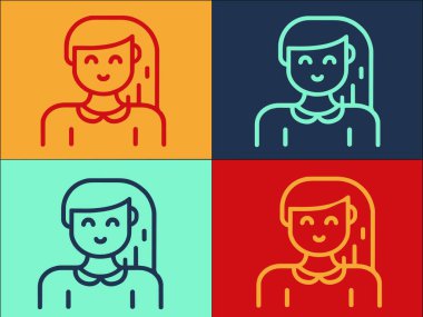 Aile Kızı Logo Şablonu, Birlikte Basit Düz Simge, Aile, Kız