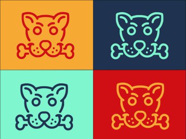 Family Dog Logo Şablonu, Ailenin, köpeğin, evcil hayvanın Basit Düz Simgesi