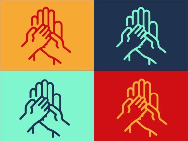 Aile Anları Eller Logo Şablonu, Ailenin Basit Düz Simgesi, Mutlu, çocukluk