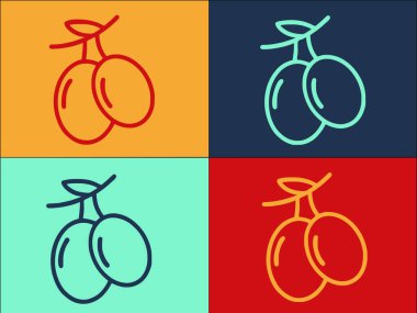 Çiftlik Erikleri Logo Şablonu, Çiftliğin Basit Düz Simgesi, meyve, erik