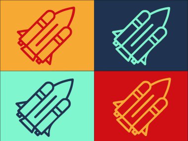 Hızlı Uzay Mekiği Logo Şablonu, Mekiğin Basit Düz Simgesi, Boşluk, Hızlı