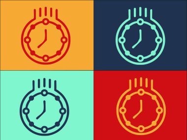 Hızlı Durak İzleme Logo Şablonu, Saatin Basit Düz Simgesi, Saat, Hız