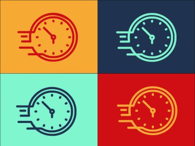 Hızlı Zaman Yönetimi Logo Şablonu, Hızlı, zaman ve saatin Basit Düz Simgesi