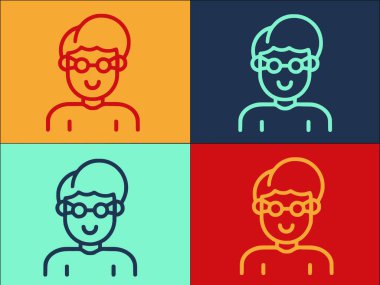 Baba Aile Logosu Şablonu, Ailenin Basit Düz Simgesi, Baba, mutlu