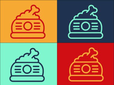 Beslenen Köpek Logosu Şablonu, Basit Düz Köpek, Evcil Hayvan, Yiyecek Simgesi