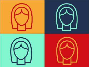 Dişi Peruk Logo Şablonu, Düz Düz Düz Kadın Simgesi, Peruk, Saç