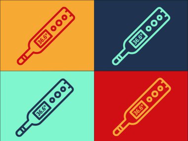 Ateşli Dijital Termometre Logo Şablonu, Ateşin Basit Düz Simgesi, Tıbbi, Grip