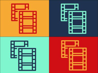 Film Reel Logo Şablonu, Filmin Basit Düz Simgesi, Makara, Film