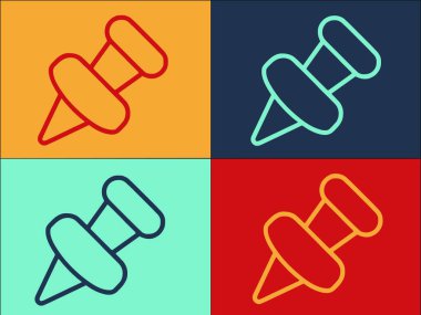 Arama Pin Logo Şablonu, pin, arama, simgenin Basit Düz Simgesi