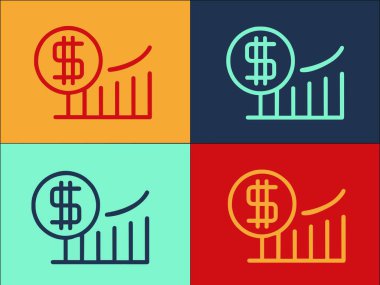 Finans Süreci Logo Şablonu, İşletmenin Basit Düz Simgesi, Finans, İlerleme