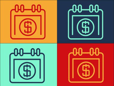 Finansal Planlama Takvimi Logo Şablonu, Takvimin Basit Düz Simgesi, Finansal, İş