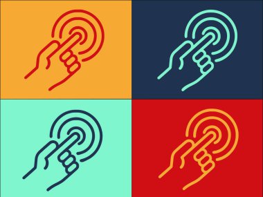 Parmak Dokunma Noktası Logo Şablonu, Parmak, dokunuş ve elin Basit Düz Simgesi