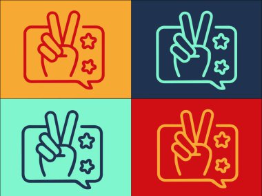 Parmaklar Zafer Logosu Şablonu, Sembolün Basit Düz Simgesi, İşaret, zafer