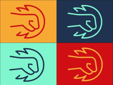 Yumruk Alev Logosu Şablonu, Basit Düz El Simgesi, Ateş, Yumruk