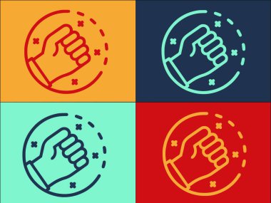 Çemberdeki Yumruk Logo Şablonu, Çemberin Basit Düz Simgesi, Yumruk, El