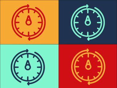 Fitness İzleme Logosu Şablonu, Saatin Basit Düz Simgesi, Fitness, Teknoloji